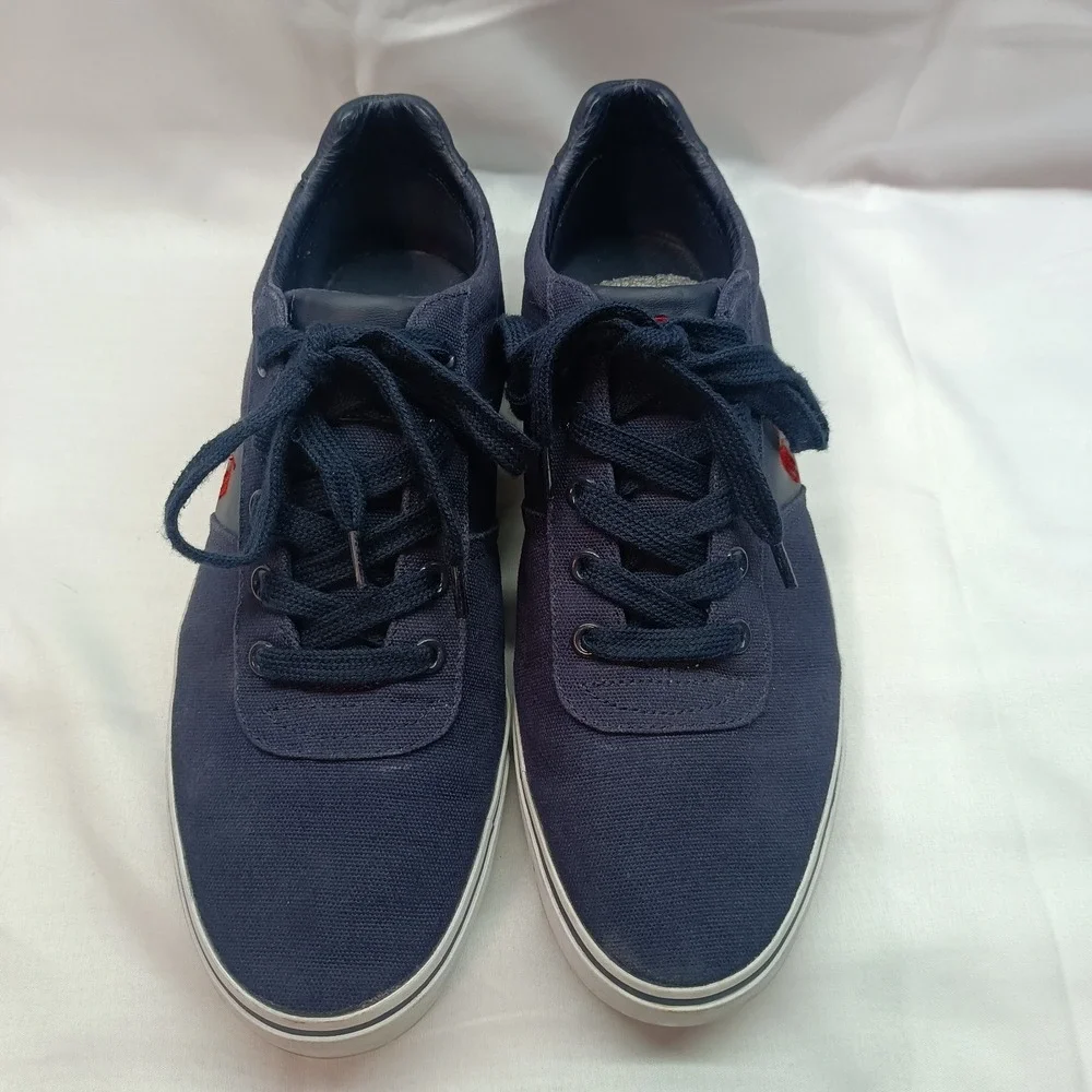 Polo Ralph Lauren HANFORD Canvas Sneakers Mens 9.5D Navy Blue Nylon Upper Casual